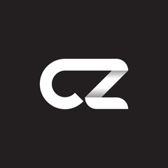 Initial lowercase letter cz, linked circle rounded logo with shadow gradient, white color on black background