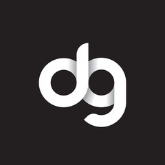 Initial lowercase letter dg, linked circle rounded logo with shadow gradient, white color on black background