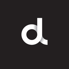 Initial lowercase letter dl, linked circle rounded logo with shadow gradient, white color on black background