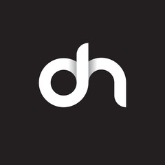 Initial lowercase letter dn, linked circle rounded logo with shadow gradient, white color on black background