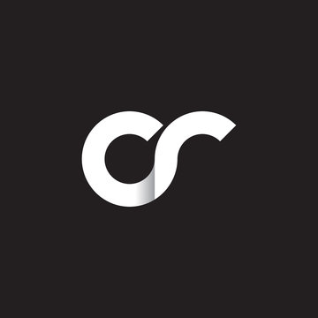 Initial lowercase letter cr, linked circle rounded logo with shadow gradient, white color on black background
