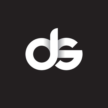 Initial lowercase letter ds, linked circle rounded logo with shadow gradient, white color on black background