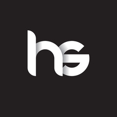 Initial lowercase letter hs, linked circle rounded logo with shadow gradient, white color on black background