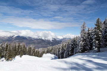 Fototapeta na wymiar Mountains view. Winter. Aosta valley, Italy