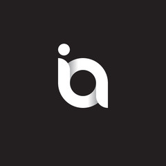 Initial lowercase letter ia, linked circle rounded logo with shadow gradient, white color on black background