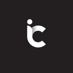 Initial lowercase letter ic, linked circle rounded logo with shadow gradient, white color on black background