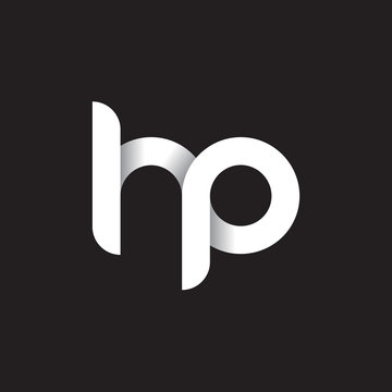 Initial Lowercase Letter Hp, Linked Circle Rounded Logo With Shadow Gradient, White Color On Black Background