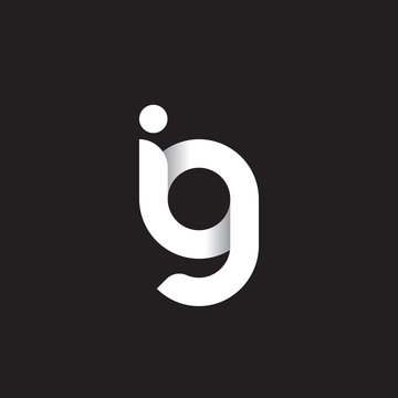 Initial lowercase letter ig, linked circle rounded logo with shadow gradient, white color on black background