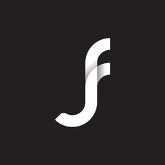 Fototapeta premium Initial lowercase letter jf, linked circle rounded logo with shadow gradient, white color on black background