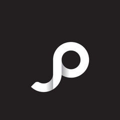 Fototapeta na wymiar Initial lowercase letter jp, linked circle rounded logo with shadow gradient, white color on black background