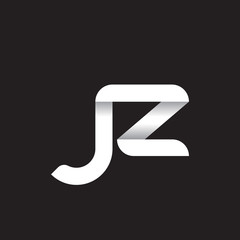 Initial lowercase letter jz, linked circle rounded logo with shadow gradient, white color on black background