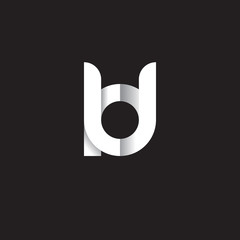 Initial lowercase letter kd, linked circle rounded logo with shadow gradient, white color on black background