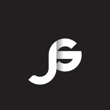 Initial lowercase letter js, linked circle rounded logo with shadow gradient, white color on black background