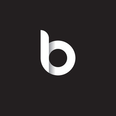 Initial lowercase letter lb, linked circle rounded logo with shadow gradient, white color on black background