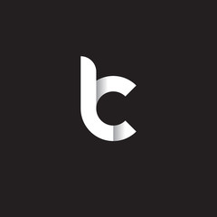 Initial lowercase letter lc, linked circle rounded logo with shadow gradient, white color on black background