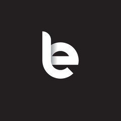 Initial lowercase letter le, linked circle rounded logo with shadow gradient, white color on black background