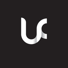 Initial lowercase letter lf, linked circle rounded logo with shadow gradient, white color on black background