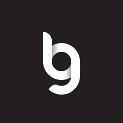 Initial lowercase letter lg, linked circle rounded logo with shadow gradient, white color on black background