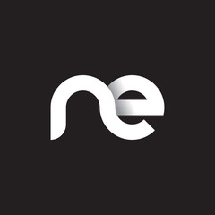 Initial lowercase letter ne, linked circle rounded logo with shadow gradient, white color on black background - obrazy, fototapety, plakaty