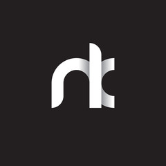 Initial lowercase letter nk, linked circle rounded logo with shadow gradient, white color on black background