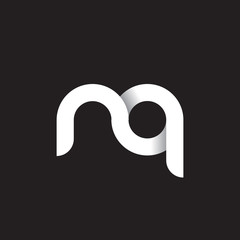 Initial lowercase letter nq, linked circle rounded logo with shadow gradient, white color on black background