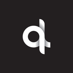 Initial lowercase letter ql, linked circle rounded logo with shadow gradient, white color on black background