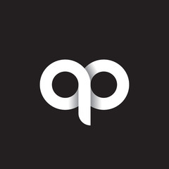 Fototapeta na wymiar Initial lowercase letter qo, linked circle rounded logo with shadow gradient, white color on black background