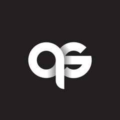 Initial lowercase letter qs, linked circle rounded logo with shadow gradient, white color on black background