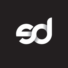 Initial lowercase letter sd, linked circle rounded logo with shadow gradient, white color on black background