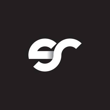 Initial lowercase letter sr, linked circle rounded logo with shadow gradient, white color on black background