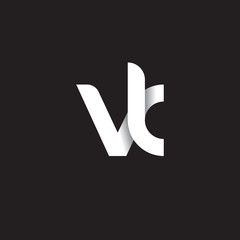 Initial lowercase letter vk, linked circle rounded logo with shadow gradient, white color on black background