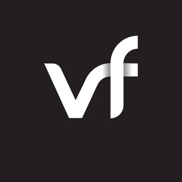 Initial lowercase letter vf, linked circle rounded logo with shadow gradient, white color on black background