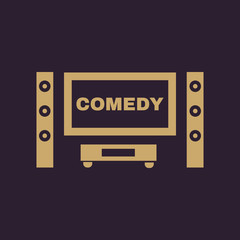 Comedy movie icon. TV and Home theater, cinema symbol. Flat design. Stock - Vector illustration