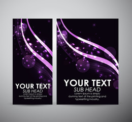 Abstract Wave with purple bokeh. Brochure business design template or roll up. 