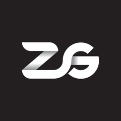 Initial lowercase letter zs, linked circle rounded logo with shadow gradient, white color on black background