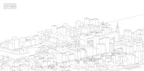 Obraz premium Cityscape Sketch, Vector Sketch. Architecture - Illustration
