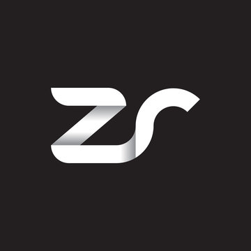 Initial lowercase letter zr, linked circle rounded logo with shadow gradient, white color on black background
