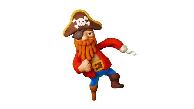 Plasticine Pirate dance. Clay animation. 4K