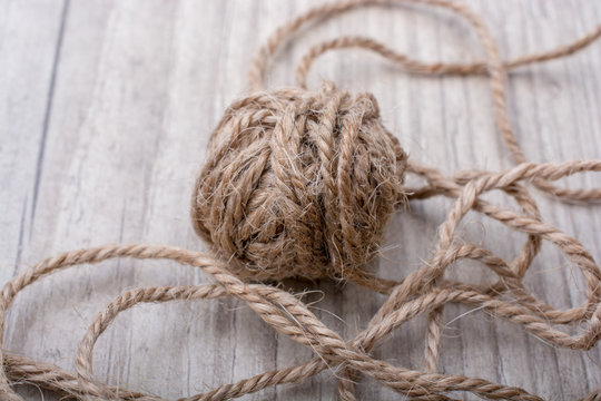 Roll of brown color linen string