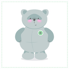 Cute teddy bear. Vector cartoon plush toy