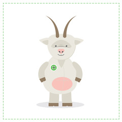 Plush toy goat, printed sewn toy. Vector illustration