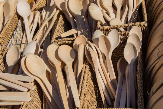soup spoon or tablespoon made of wood
