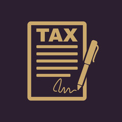 Tax form icon. Charge, contribution symbol. Flat design. Stock - Vector illustration