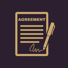 Agreement icon. Contract and signature, pact, accord, convention symbol. Flat Vector illustration