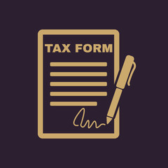 Tax form icon. Charge, contribution symbol. Flat design. Stock - Vector illustration