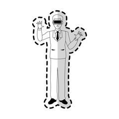 man wearing virtual reality goggles icon image vector illustration design