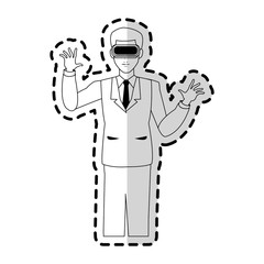 man wearing virtual reality goggles icon image vector illustration design
