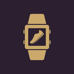 Pedometer icon. Smart watch, clock, fitness bracelet symbol. Flat design. Stock - Vector illustration