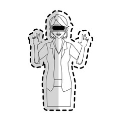 woman wearing virtual reality goggles icon image vector illustration design