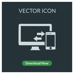 Data transfer PC mobile phone vector icon